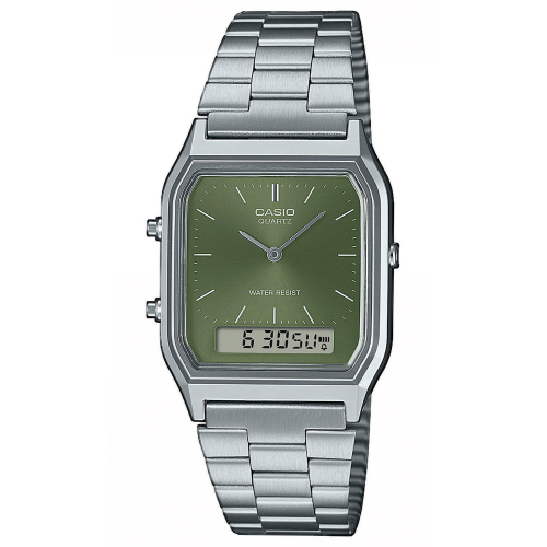 Casio AQ-230A-3AMQYES Armbanduhr Collection Edgy Ana-Digi Silber/Grün