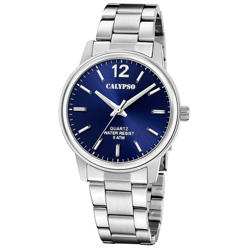 Calypso K5864/3 Herren-Armbanduhr Quarz Stahl/Dunkelblau