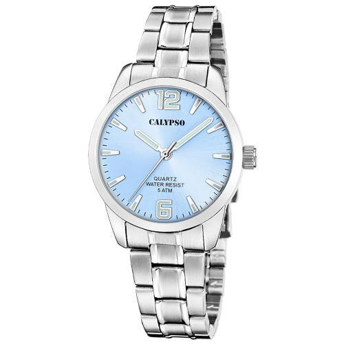 Calypso K5867/6 Damen-Armbanduhr Quarz Stahl/Hellblau