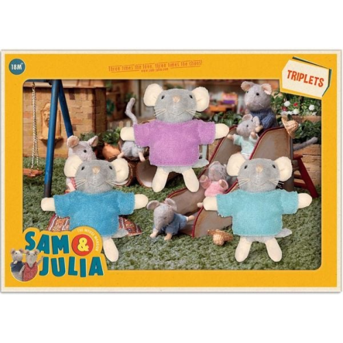 Sam und Julia 300909 - Plüsch-Maus The Triplets, Drillinge, 8 cm