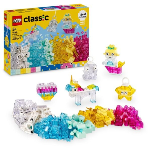 LEGO Classic Zauberbox mit durchsichtigen Steinen, Bunte Bausteine 11040