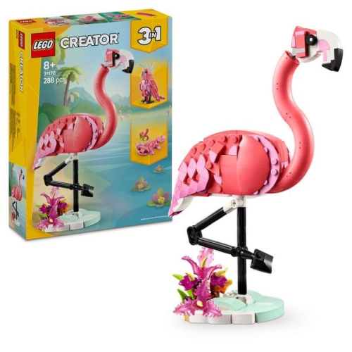 LEGO Creator 3in1 Wilde Tiere: Rosa Flamingo - Kakadu oder Axolotl 31170