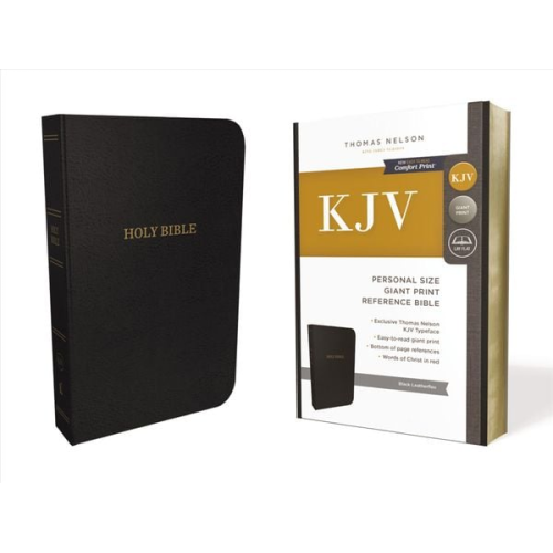 Thomas Nelson - KJV, Reference Bible, Personal Size Giant Print, Leather-Look, Black, Red Letter Edition