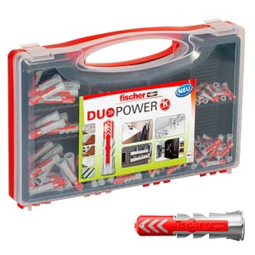 fischer RED-BOX - DuoPower 2K 535973 Universaldübel-Sortiment Ø 5/6/8/10 mm 25/30/40/50 mm, 280 Stück