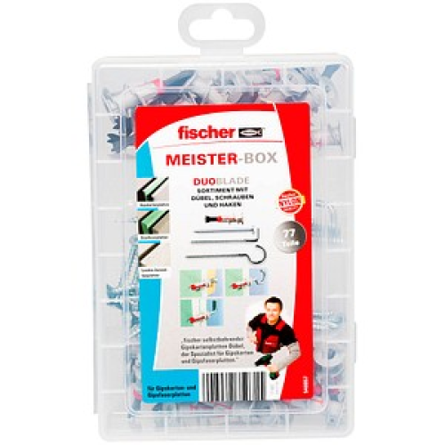 fischer Meister-Box - DuoBlade 548857 Dübel- und Schrauben-Sortiment Ø 4/4,2/4,5 mm 40/46 mm, 77 Stück