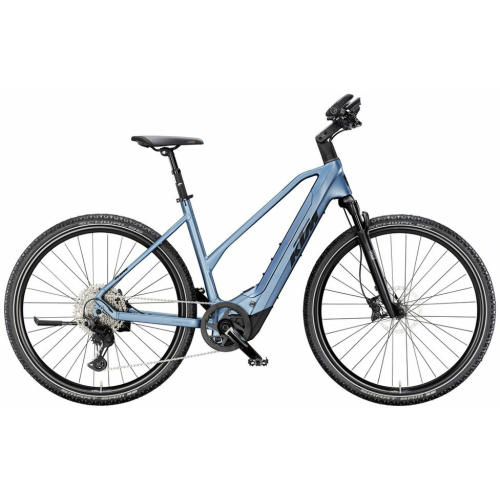 KTM MACINA CROSS CX 810, 11 Gang Kettenschaltung, Damenfahrrad, Trapez, Modell 2025, 28 Zoll 56 cm steel blue matt (black+silver)