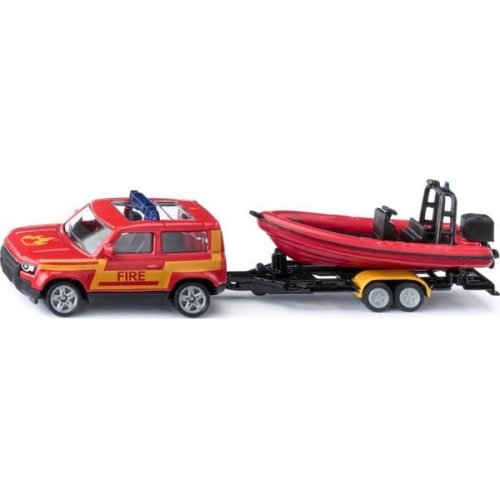 SIKU 1608 - Land Rover Defender mit Boot, Feuerwehr mit Boot