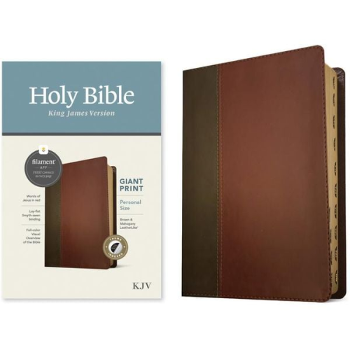 Tyndale (COR) - KJV Personal Size Giant Print Bible, Filament Enabled Edition (Leatherlike, Brown/Mahogany, Indexed)