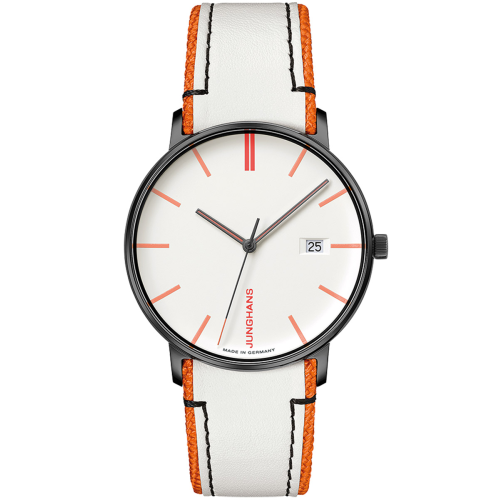 Junghans 41/4480.00 Unisex-Armbanduhr Form Quarz Weiß/Orange