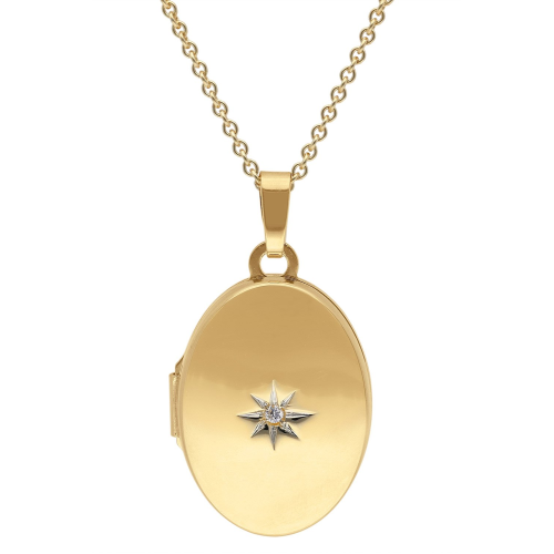 trendor 15540 Medaillon mit Diamant Gold 585/14K an vergoldeter Silberkette