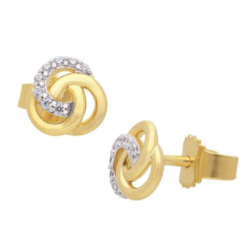 GLIZZ GL8675 Damen-Ohrringe Gold 333/8K Knoten Ohrstecker Mit Zirkonias