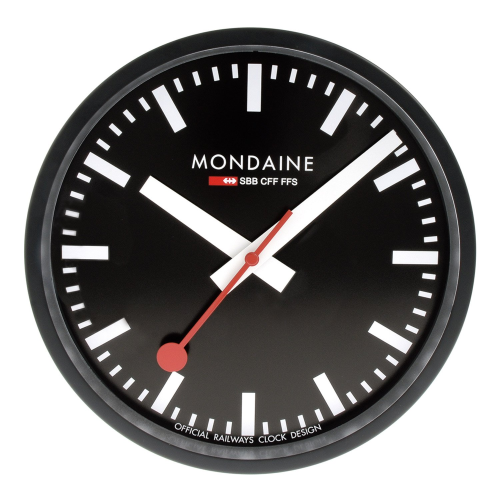 Mondaine A990.CLOCK.64SBB Wanduhr Quarz 25 cm Küchenuhr Schwarz