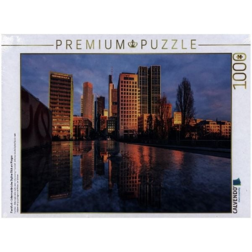 CALVENDO Puzzle Frankfurt - Untermainbrücke Skyline Blick am Morgen | 1000 Teile Lege-Größe 64x48cm Foto-Puzzle für glückliche Stunden