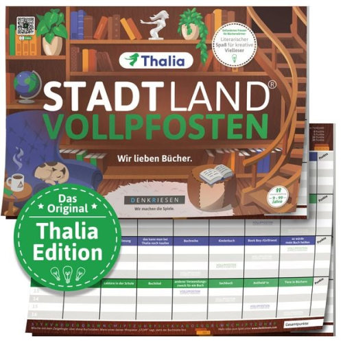 DENKRIESEN - Stadt Land Vollpfosten® Thalia Edition – "Wir lieben Bücher." ¦ A4 Spielblock