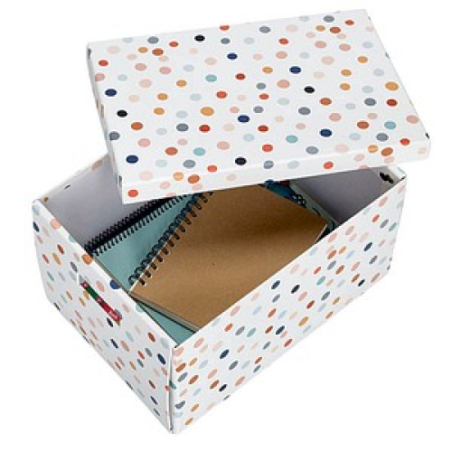 Zeller Dots Aufbewahrungsbox weiß, mit Punkten 25,0 x 35,0 x 20,0 cm