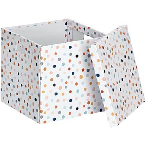 Zeller Dots Aufbewahrungsbox weiß, mit Punkten 33,5 x 33,0 x 32,0 cm