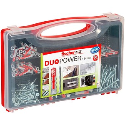 fischer Red-Box DuoPower + S 2K 536091 Dübel- und Schrauben-Sortiment Ø 4/5/6/7/8/10 mm 25/30/35/40/50/60/69 mm, 200 Stück