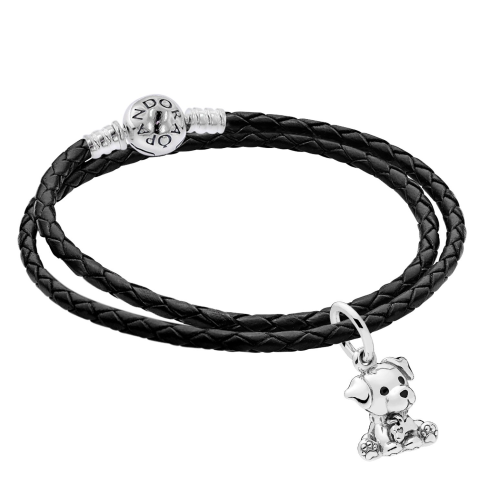 Pandora 51524 Damen-Armband im Set mit Charm-Anhänger Labrador Puppy