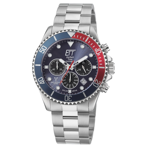 ETT Eco Tech Time EGS-11608-35M Funk-Solar Herren-Chronograph Watersports Blau/Rot