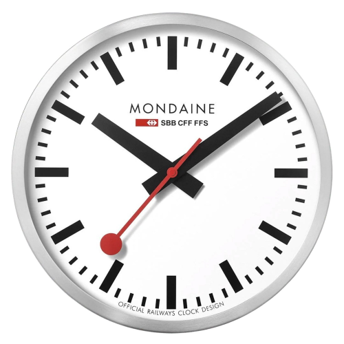 Mondaine A995.CLOCK.16SBB Wanduhr Groß Silberfarben/Weiß 40 cm