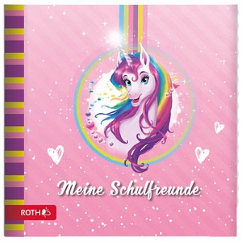 ROTH Freundebuch Einhornportrait ca. A4 liniert, rosa Hardcover 64 Seiten