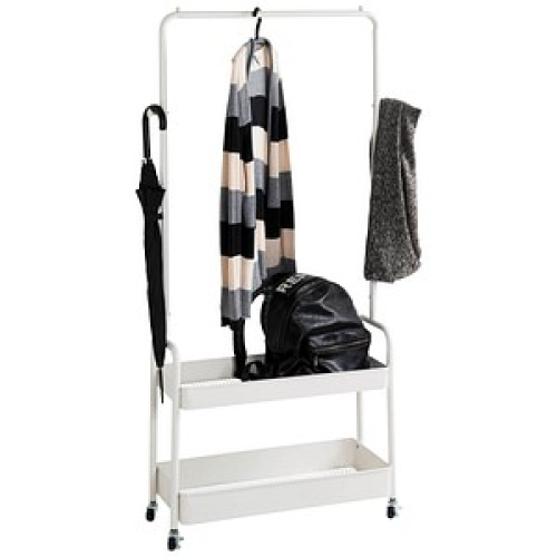 HAKU Möbel Rollgarderobe 54399 weiß Metall 2 Haken 85,0 x 155,0 cm