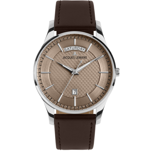 Jacques Lemans 1-2193K Herrenuhr London Quarz Dunkelbraun/Mokka