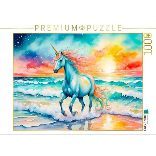 CALVENDO Puzzle Einhorn am magischen Meeresstrand | 1000 Teile Lege-Größe 64x48cm Foto-Puzzle für glückliche Stunden