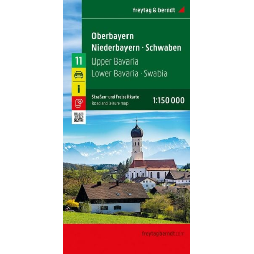 Oberbayern - Niederbayern - Schwaben, Straßen- und Freizeitkarte 1:150.000, freytag & berndt