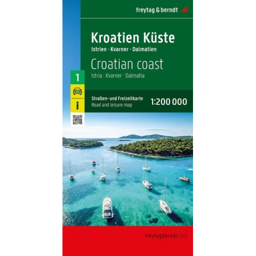 Kroatien Küste, Straßen- und Freizeitkarte 1:200.000, freytag & berndt