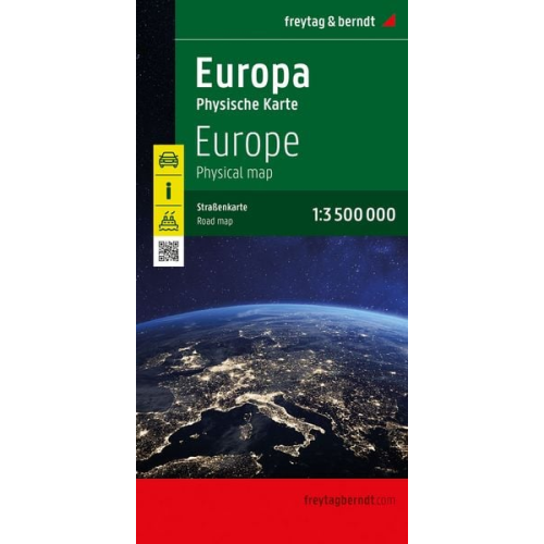 Europa physisch, Straßenkarte 1:3.500.000, gefaltet, freytag & berndt