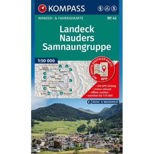 KOMPASS Wanderkarte 42 Landeck, Nauders, Samnaungruppe 1:50.000
