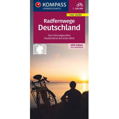 KOMPASS Radfernwegekarte Radfernwege Deutschland 1:550.000