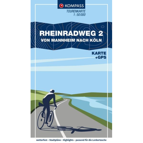 KOMPASS Fahrrad-Tourenkarte Rheinradweg 2, von Mannheim nach Köln 1:50.000