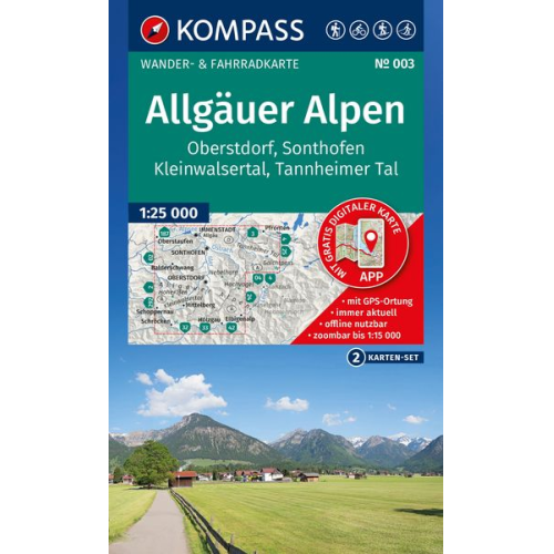 KOMPASS Wanderkarten-Set 003 Allgäuer Alpen, Oberstdorf, Sonthofen, Kleinwalsertal, Tannheimer Tal (2 Karten) 1:25.000