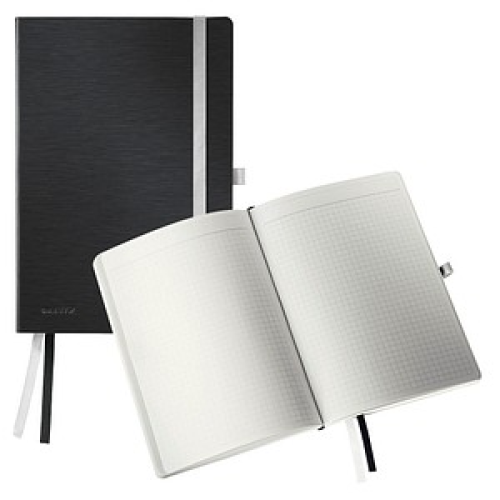 LEITZ Notizbuch Style DIN A5 kariert, schwarz Softcover 160 Seiten