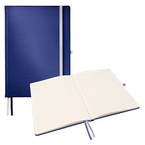 LEITZ Notizbuch Style DIN A4 kariert, titan blau Hardcover 160 Seiten