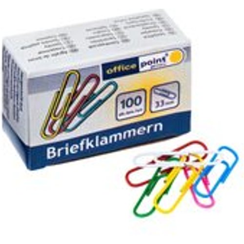 Büroklammern Briefklammern farblich sortiert 33mm (10 packs je 100 Stk) = 1000 Stk.