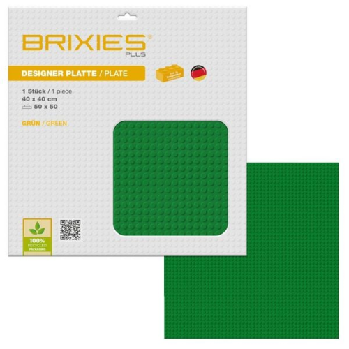 BRIXIES 225020 - Platte 50 x 50 Basic grün , Bauplatte, 1 Stück