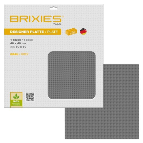 BRIXIES 225021 - Platte 50 x 50 Basic grau, Bauplatte, 1 Stück