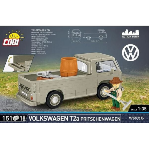 COBI 24618 - Volkswagen T2a Pritschenwagen, Bausatz 1:35, 151 Klemmbausteine