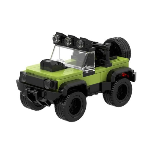 BRIXIES 222101 - Mini Geländewagen grün, 3D Konstruktionsbausatz, ca. 178 Teile