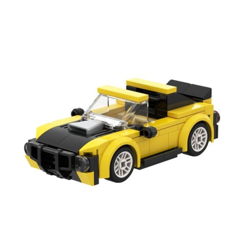 BRIXIES 222103 - Mini Rennwagen gelb, 3D Konstruktionsbausatz, ca. 134 Teile