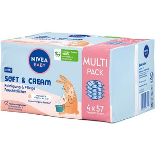 NIVEA BABY Feuchttücher SOFT & CREAM weiß, 228 Tücher