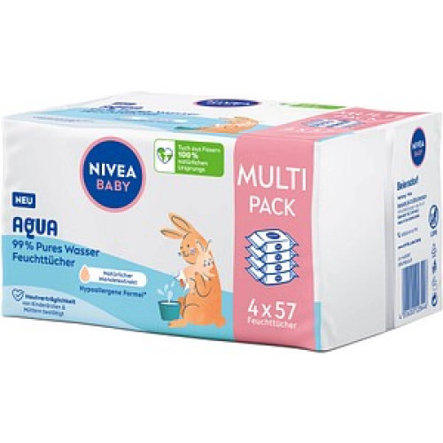 NIVEA BABY Feuchttücher AQUA weiß, 57 Tücher