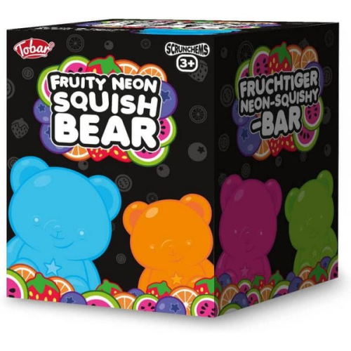 Display Fruity Neon Squish Bears 12 Stück / 4 fach sortiert