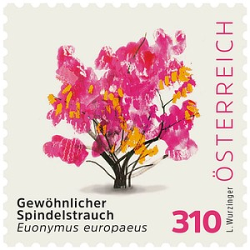 Porto NEU ab 01.05.2025: Österreichische Post 3,10 € Briefmarken ECO M "Gewöhnlicher Spindelstrauch" selbstklebend, 4 St.