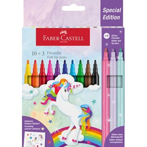 AKTION: FABER-CASTELL Einhorn Filzstifte farbsortiert, 13 St. + GRATIS Einhornsticker