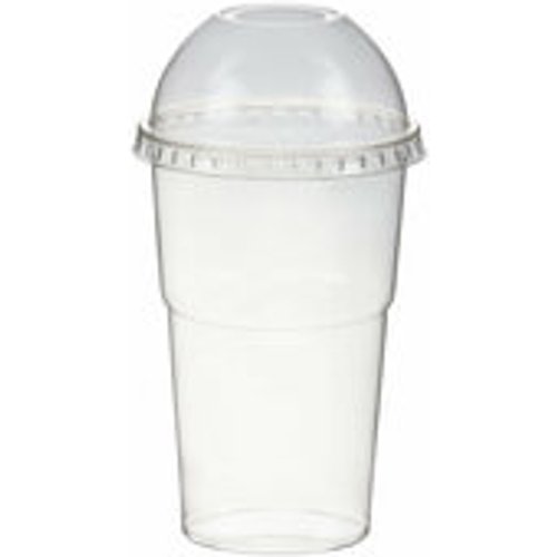 Smoothiebecher + Domdeckel mit Öffnung 300 ml, O 78mm, PET, glasklar, 50 Stk.