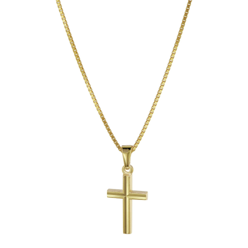 trendor 08504 Kreuz Anhänger für Kinder Gold 333 mit plattierter Halskette